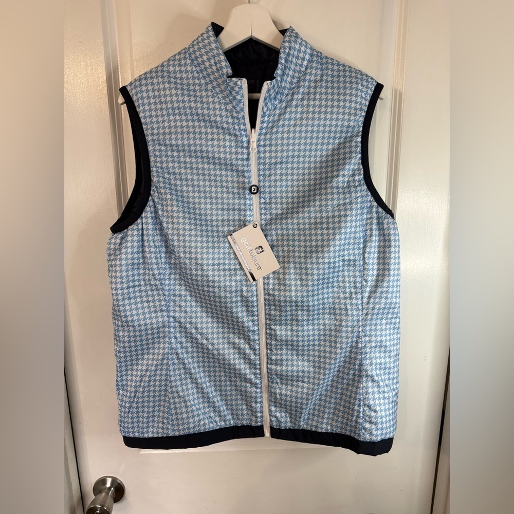 NWT FJ Footjoy Women’s Navy Blue Insulated Reversible Vest - Size Large - Picture 1 of 12